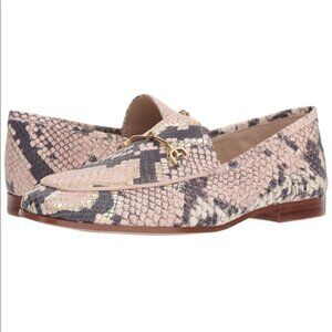 Sam Edelman Jamille Snake Print Loafer Pink Gray Gold Buckle Career Work Office